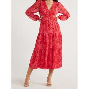 Sofia Jeans Womens Cutout Maxi Dress with Long Sleeves Floral Size M